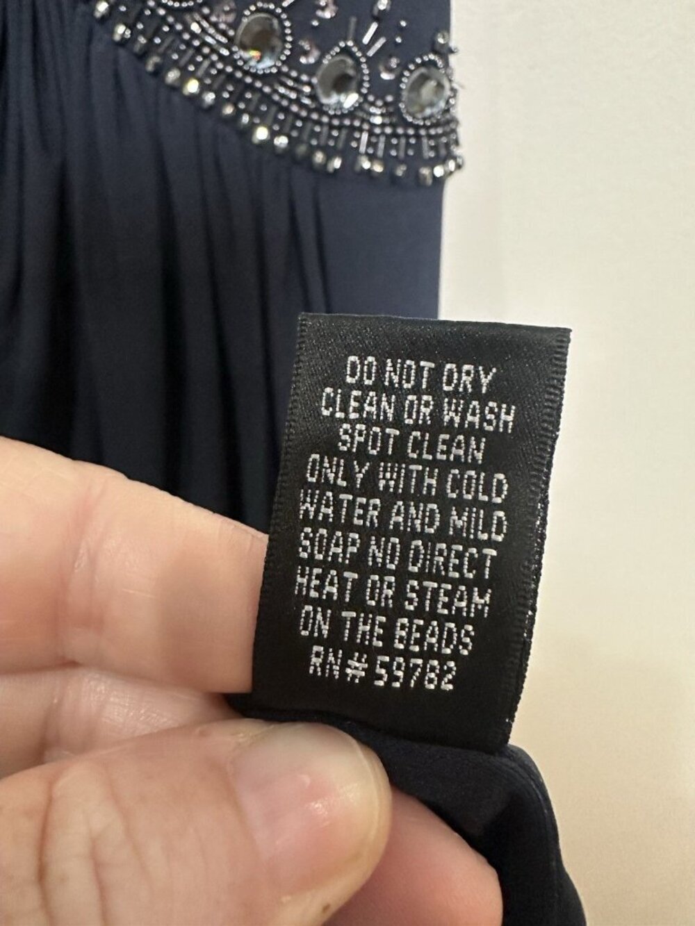 Adrianna Papell Jersey Gown Size 6 Navy Blue Eclipse Beaded Ruched Event Party - Picture 7 of 9